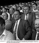 3 September 1989; The former Republic of Ireland manager Jack Charlton, pictured in the crowd Also in pic is Maurice Setters and Joe Delaney. All-Ireland Hurling Final, Tipperary v Antrim, Croke Park. Photo by Ray McManus/Sportsfile