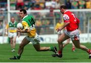 7 May 2000; Roy Malone of Offaly in action against Stephen Melia of Louth during the Church & General National Football League Division 2 Final between Louth and Offaly at Croke Park in Dublin. Photo by Brendan Moran/Sportsfile