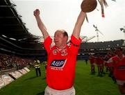 7 May 2000; Stephen Melia of Louth celebrates with the cup following the Church & General National Football League Division 2 Final between Louth and Offaly at Croke Park in Dublin. Photo by Ray Lohan/Sportsfile