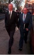 6 December 1996; Former Rep of Ireland Manager Jack Charlton and Maurice Setters  arrive yesterday at Davitt House ,Dublin,for a unfair dismissal case against the F.A.I. Photo by David Maher/Sportsfile