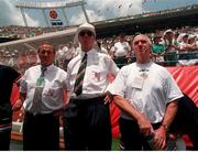 28 June 1994; Jack Charlton, Republic of Ireland Manager, Maurice Setters, Assistant Manager and Mick Byrne, Physio Soccer. Photo by David Maher/Sportsfile