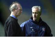 23 March 2001; Republic of Ireland manager Mick McCarthy chats with his former manager Jack Charlton during squad training, G.S.P. Stadium, Nicosia, Cyprus. Photo by David Maher/Sportsfile