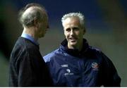 23 March 2001; Republic of Ireland manager Mick McCarthy chats with his former manager Jack Charlton during squad training, G.S.P. Stadium, Nicosia, Cyprus. Photo by David Maher/Sportsfile