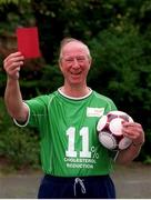 9 May 2002; Former Republic of Ireland manager Jack Charlton OBE, showed the cholesterol the red card as he launched a cholesterol awareness campaign with Flora pro.activ! Jack successfully reduced his cholesterol by 11% on a three week trial using Flora pro.activ as part of healthy diet - proving that he never takes his eye off the ball where his health is concerned. Photo by Brendan Moran/Sportsfile