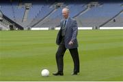 19 September 2003; Jack Charlton demonstrates his touch when the three legends of Irish sport, DJ Carey, Tony Ward and Jack Charlton came together, in Croke Park, Dublin, for a Flora pro.active cholesterol awareness campaign to mark World Heart Day, which is Sunday 28 September 2003. Picture credit; Ray McManus / SPORTSFILE *EDI*