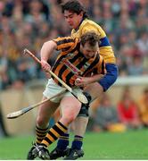 7 May 1995; Willie O'Connor of Kilkenny in action against Stephen Sheedy of Clare during the Church & General National League Hurling Final between Kilkenny and Clare at Semple Stadium in Thurles, Tipperary. Photo by Ray McManus/Sportsfile