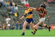 7 May 1995; Brian Lohan of Clare in action against DJ Carey of Kilkenny during the Church & General National League Hurling Final between Kilkenny and Clare at Semple Stadium in Thurles, Tipperary. Photo by Ray McManus/Sportsfile