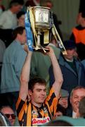 7 May 1995; Bill Hennessy of Kilkenny lifts the cup following the Church & General National League Hurling Final between Kilkenny and Clare at Semple Stadium in Thurles, Tipperary. Photo by Ray McManus/Sportsfile