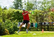 11 May 2020; Irish No.1 ranked tennis player and Davis Cup team member Simon Carr during a training session at his home in Westmeath while adhering to the guidelines of social distancing set down by the Health Service Executive. Following directives from the Irish Government and the Department of Health the majority of the country's sporting associations have suspended all organised sporting activity in an effort to contain the spread of the Coronavirus (COVID-19). Photo by Seb Daly/Sportsfile