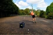 11 May 2020; Irish No.1 ranked tennis player and Davis Cup team member Simon Carr during a training session at his home in Westmeath while adhering to the guidelines of social distancing set down by the Health Service Executive. Following directives from the Irish Government and the Department of Health the majority of the country's sporting associations have suspended all organised sporting activity in an effort to contain the spread of the Coronavirus (COVID-19). Photo by Seb Daly/Sportsfile