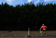 11 May 2020; Irish No.1 ranked tennis player and Davis Cup team member Simon Carr during a training session at his home in Westmeath while adhering to the guidelines of social distancing set down by the Health Service Executive. Following directives from the Irish Government and the Department of Health the majority of the country's sporting associations have suspended all organised sporting activity in an effort to contain the spread of the Coronavirus (COVID-19). Photo by Seb Daly/Sportsfile