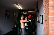 14 May 2020; WBO Inter-Continental featherweight boxing champion Michael Conlan during a training session at his home in Belfast while adhering to the guidelines of social distancing. Following directives from the Irish and British Governments, the majority of sporting associations have suspended all organised sporting activity in an effort to contain the spread of the Coronavirus (COVID-19) pandemic. Photo by David Fitzgerald/Sportsfile