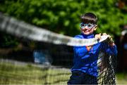 15 May 2020; Matthew Mc Glade, age 6, from Grosvenor Square, prepares the netting on the tennis lawns, under the supervision of his father Marc, a committee memeber, at Stratford Lawn Tennis Club in Rathmines, Dublin, as it prepares to re-open as one of the first sports allowed to resume having followed previous directives from the Irish Government on suspending all tennis activity in an effort to contain the spread of the Coronavirus (COVID-19). Tennis clubs in the Republic of Ireland can resume activity from May 18th under the Irish government’s Roadmap for Reopening of Society and Business once they follow the protocol published by the Tennis Ireland. The protocol sets out safe measures for tennis to return in a phased manner. Photo by Stephen McCarthy/Sportsfile