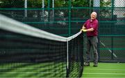 15 May 2020; Malahide Lawn Tennis and Croquet Club groundsman Eamonn O'Donnell prepares the nets on the main courts as it prepares to re-open as one of the first sports allowed to resume having followed previous directives from the Irish Government on suspending all tennis activity in an effort to contain the spread of the Coronavirus (COVID-19). Tennis clubs in the Republic of Ireland can resume activity from May 18th under the Irish government’s Roadmap for Reopening of Society and Business once they follow the protocol published by Tennis Ireland. The protocol sets out safe measures for tennis to return in a phased manner. Photo by Brendan Moran/Sportsfile