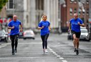 16 May 2020; Freeman of Dublin and former Dublin senior men's team manager Jim Gavin, Dublin footballer and secretary of The Dublin Neurological Institute Rebecca McDonnell and Professor Tim Lynch pictured during The Dublin Neurological Institute 150km Frontline Run. The DNI is a registered charity where we care for patients with neurological diseases including Parkinson, Epilepsy, Motor Neuron Disease, Multiple Sclerosis, Headache, Stroke and many more is holding hold a fundraising run with staff members running this weekend to raise much needed funds. The goal is to run 150km between staff over the course of Saturday 16th and Sunday 17th May. Donations can be made at https://tinyurl.com/yd3a4d8d . The run can be tracked using the free app 'Map My Run' and anyone who wishes to join in the run is very welcome. Photo by Ray McManus/Sportsfile