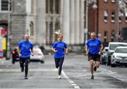 16 May 2020; Freeman of Dublin and former Dublin senior men's team manager Jim Gavin, Dublin footballer and secretary of The Dublin Neurological Institute Rebecca McDonnell and Professor Tim Lynch pictured during The Dublin Neurological Institute 150km Frontline Run. The DNI is a registered charity where we care for patients with neurological diseases including Parkinson, Epilepsy, Motor Neuron Disease, Multiple Sclerosis, Headache, Stroke and many more is holding hold a fundraising run with staff members running this weekend to raise much needed funds. The goal is to run 150km between staff over the course of Saturday 16th and Sunday 17th May. Donations can be made at https://tinyurl.com/yd3a4d8d . The run can be tracked using the free app 'Map My Run' and anyone who wishes to join in the run is very welcome. Photo by Ray McManus/Sportsfile