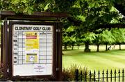 18 May 2020; A general view of social distancing signage at Clontarf Golf Club in Dublin as it resumes having previously suspended all activity following directives from the Irish Government in an effort to contain the spread of the Coronavirus (COVID-19). Golf clubs in the Republic of Ireland resumed activity on May 18th under the Irish government’s Roadmap for Reopening of Society and Business following strict protocols of social distancing and hand sanitisation among others allowing it to return in a phased manner. Photo by Sam Barnes/Sportsfile