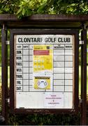 18 May 2020; A general view of social distancing signage at Clontarf Golf Club in Dublin as it resumes having previously suspended all activity following directives from the Irish Government in an effort to contain the spread of the Coronavirus (COVID-19). Golf clubs in the Republic of Ireland resumed activity on May 18th under the Irish government’s Roadmap for Reopening of Society and Business following strict protocols of social distancing and hand sanitisation among others allowing it to return in a phased manner. Photo by Sam Barnes/Sportsfile
