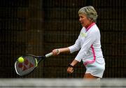 18 May 2020; Club member Tracey Watters participates in tennis at Malahide Lawn Tennis and Croquet Club in Dublin as tennis resumes having previously suspended all tennis activity following directives from the Irish Government in an effort to contain the spread of the Coronavirus (COVID-19). Tennis clubs in the Republic of Ireland resumed activity on May 18th under the Irish government’s Roadmap for Reopening of Society and Business following strict protocols of social distancing, hand sanitisation and marked tennis balls among others allowing tennis to return in a phased manner. Photo by Brendan Moran/Sportsfile