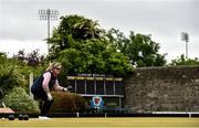 18 May 2020; Club member Lynne Foy, from Clontarf, participates in lawn bowling at Clontarf Bowling Club in Dublin as it resumes having previously suspended all activity following directives from the Irish Government in an effort to contain the spread of the Coronavirus (COVID-19). Lawn bowling clubs in the Republic of Ireland resumed activity on May 18th under the Irish government’s Roadmap for Reopening of Society and Business following strict protocols of social distancing and hand sanitisation among others allowing it to return in a phased manner. Photo by Sam Barnes/Sportsfile