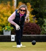 18 May 2020; Club member Lynne Foy from Clontarf participates in lawn bowling at Clontarf Bowling Club in Dublin as it resumes having previously suspended all activity following directives from the Irish Government in an effort to contain the spread of the Coronavirus (COVID-19). Lawn bowling clubs in the Republic of Ireland resumed activity on May 18th under the Irish government’s Roadmap for Reopening of Society and Business following strict protocols of social distancing and hand sanitisation among others allowing it to return in a phased manner. Photo by Sam Barnes/Sportsfile