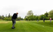 18 May 2020; Club member Ian McEntaggart, from Brookfield, Coollattin, tees off first to re-open the course, watched by Siobhan McEntaggart and Tom Ryan during a round of golf at Coollattin Golf Club in Wicklow as it resumes having previously suspended all activity following directives from the Irish Government in an effort to contain the spread of the Coronavirus (COVID-19). Golf clubs in the Republic of Ireland resumed activity on May 18th under the Irish government’s Roadmap for Reopening of Society and Business following strict protocols of social distancing and hand sanitisation among others allowing it to return in a phased manner. Photo by Matt Browne/Sportsfile