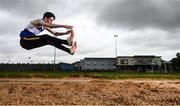 18 May 2020; Long jumper Joseph Gillespie of Finn Valley Athletic Club during a training session at the Finn Valley Centre in Stranorlar, Donegal, as athletics resumes having previously suspended all activity following directives from the Irish Government in an effort to contain the spread of the Coronavirus (COVID-19). Athletics clubs in the Republic of Ireland resumed activity on May 18th under the Irish government’s Roadmap for Reopening of Society and Business following strict protocols of social distancing and hand sanitisation among others allowing it to return in a phased manner. Photo by Stephen McCarthy/Sportsfile