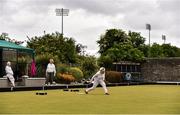 18 May 2020; Club members, from right, Madge Lynch, from Glasnevin, Ann O'Reilly, from Clontarf, and Gretta Hardy, from Raheny, participate in lawn bowling at Clontarf Bowling Club in Dublin as it resumes having previously suspended all activity following directives from the Irish Government in an effort to contain the spread of the Coronavirus (COVID-19). Lawn bowling clubs in the Republic of Ireland resumed activity on May 18th under the Irish government’s Roadmap for Reopening of Society and Business following strict protocols of social distancing and hand sanitisation among others allowing it to return in a phased manner. Photo by Sam Barnes/Sportsfile