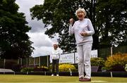 18 May 2020; Club member Madge Lynch, from Glasnevin, celebrates a bowl whilst participating in lawn bowling at Clontarf Bowling Club in Dublin as it resumes having previously suspended all activity following directives from the Irish Government in an effort to contain the spread of the Coronavirus (COVID-19). Lawn bowling clubs in the Republic of Ireland resumed activity on May 18th under the Irish government’s Roadmap for Reopening of Society and Business following strict protocols of social distancing and hand sanitisation among others allowing it to return in a phased manner. Photo by Sam Barnes/Sportsfile