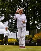 18 May 2020; Club member Madge Lynch, from Glasnevin, celebrates a bowl whilst participating in lawn bowling at Clontarf Bowling Club in Dublin as it resumes having previously suspended all activity following directives from the Irish Government in an effort to contain the spread of the Coronavirus (COVID-19). Lawn bowling clubs in the Republic of Ireland resumed activity on May 18th under the Irish government’s Roadmap for Reopening of Society and Business following strict protocols of social distancing and hand sanitisation among others allowing it to return in a phased manner. Photo by Sam Barnes/Sportsfile