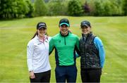 18 May 2020; Irish professional golfer Leona Maguire, left, her twin sister and former professional Lisa Maguire, right, and brother Odhrán Maguire take part in a round of golf at Slieve Russell Golf Club in Cavan as it resumes having previously suspended all activity following directives from the Irish Government in an effort to contain the spread of the Coronavirus (COVID-19). Golf clubs in the Republic of Ireland resumed activity on May 18th under the Irish government’s Roadmap for Reopening of Society and Business following strict protocols of social distancing and hand sanitisation among others allowing it to return in a phased manner. Photo by Ramsey Cardy/Sportsfile