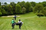 18 May 2020; Irish professional golfer Leona Maguire, right, and her brother Odhrán Maguire during a round of golf at Slieve Russell Golf Club in Cavan as it resumes having previously suspended all activity following directives from the Irish Government in an effort to contain the spread of the Coronavirus (COVID-19). Golf clubs in the Republic of Ireland resumed activity on May 18th under the Irish government’s Roadmap for Reopening of Society and Business following strict protocols of social distancing and hand sanitisation among others allowing it to return in a phased manner. Photo by Ramsey Cardy/Sportsfile