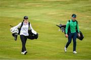 18 May 2020; Irish professional golfer Leona Maguire and her brother Odhrán Maguire during a round of golf at Slieve Russell Golf Club in Cavan as it resumes having previously suspended all activity following directives from the Irish Government in an effort to contain the spread of the Coronavirus (COVID-19). Golf clubs in the Republic of Ireland resumed activity on May 18th under the Irish government’s Roadmap for Reopening of Society and Business following strict protocols of social distancing and hand sanitisation among others allowing it to return in a phased manner. Photo by Ramsey Cardy/Sportsfile