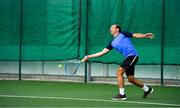 18 May 2020; Club member Neil Wilson participates in tennis at Lansdowne Lawn Tennis Club in Dublin as tennis resumes having previously suspended all tennis activity following directives from the Irish Government in an effort to contain the spread of the Coronavirus (COVID-19). Tennis clubs in the Republic of Ireland resumed activity on May 18th under the Irish government’s Roadmap for Reopening of Society and Business following strict protocols of social distancing, hand sanitisation and marked tennis balls among others allowing tennis to return in a phased manner. Photo by Brendan Moran/Sportsfile