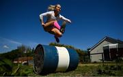 19 May 2020; Irish athlete Molly Scott during a training session at her home in Carlow while adhering to the guidelines of social distancing set down by the Health Service Executive. Following directives from the Irish Government and the Department of Health the majority of the country's sporting associations have suspended all organised sporting activity in an effort to contain the spread of the Coronavirus (COVID-19). Photo by Harry Murphy/Sportsfile