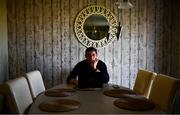 20 May 2020; Derry City manager Declan Devine works on his laptop in his kitchen at his home in Bridgend, Donegal. Photo by Stephen McCarthy/Sportsfile