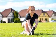 26 May 2020; Paralympic athlete Niamh McCarthy during a training session at her home in Carrigaline, Cork, while adhering to the guidelines of social distancing set down by the Health Service Executive. Following directives from the Irish Government and the Department of Health the majority of the country's sporting associations have suspended all organised sporting activity in an effort to contain the spread of the Coronavirus (COVID-19). As a result of these restrictions, Niamh has struggled to regularly access her throwing circle at the local GAA club. Photo by Sam Barnes/Sportsfile