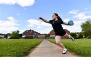 26 May 2020; Paralympic athlete Niamh McCarthy during a training session at her home in Carrigaline, Cork, while adhering to the guidelines of social distancing set down by the Health Service Executive. Following directives from the Irish Government and the Department of Health the majority of the country's sporting associations have suspended all organised sporting activity in an effort to contain the spread of the Coronavirus (COVID-19). As a result of these restrictions, Niamh has struggled to regularly access her throwing circle at the local GAA club. Photo by Sam Barnes/Sportsfile