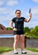 26 May 2020; Paralympic athlete Niamh McCarthy poses for a portrait following a training session at her home in Carrigaline, Cork, while adhering to the guidelines of social distancing set down by the Health Service Executive. Following directives from the Irish Government and the Department of Health the majority of the country's sporting associations have suspended all organised sporting activity in an effort to contain the spread of the Coronavirus (COVID-19). As a result of these restrictions, Niamh has struggled to regularly access her throwing circle at the local GAA club. Photo by Sam Barnes/Sportsfile