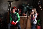 28 May 2020; Boxer Jason Quigley and his partner's daughter Sierra, age 9, during a training session in Ballybofey, Donegal, while adhering to the guidelines of social distancing. Following directives from the Irish Government, the majority of sporting associations have suspended all organised sporting activity in an effort to contain the spread of the Coronavirus (COVID-19) pandemic. Photo by Stephen McCarthy/Sportsfile