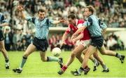 18 June 1995; Ken Reilly of Louth in action against Mick Deegan, left, and Keith Barr of Dublin during the Leinster Senior Football Championship quarter final match between Dublin and Louth at Pairc Tailteann in Navan, Meath. Photo by Pat Cashman/Sportsfile
