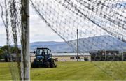 4 June 2020; Groundsman Austin Kinsella attends to the pitch at Fenagh GAA Club in Carlow while adhering to the guidelines of social distancing set down by the Health Service Executive. Following directives from the Irish Government and the Department of Health the majority of the country's sporting associations have suspended all organised sporting activity in an effort to contain the spread of the Coronavirus (COVID-19). GAA facilities are to remain closed as part of efforts to prevent gatherings which breach the restrictions. These measures are expected to remain in place until July 20. Photo by David Fitzgerald/Sportsfile