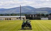 4 June 2020; Groundsman Austin Kinsella attends to the pitch at Fenagh GAA Club in Carlow while adhering to the guidelines of social distancing set down by the Health Service Executive. Following directives from the Irish Government and the Department of Health the majority of the country's sporting associations have suspended all organised sporting activity in an effort to contain the spread of the Coronavirus (COVID-19). GAA facilities are to remain closed as part of efforts to prevent gatherings which breach the restrictions. These measures are expected to remain in place until July 20. Photo by David Fitzgerald/Sportsfile