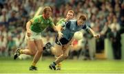 30 July 1995; Dessie Farrell of Dublin in action against John McDermott, left, and Cormac Murphy of Meath during the Bank of Ireland Leinster Senior Football Championship Final match between Dublin and Meath at Croke Park in Dublin. Photo by Ray McManus/Sportsfile