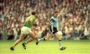 30 July 1995; Mick Deegan of Dublin in action against Jody Devine of Meath during the Bank of Ireland Leinster Senior Football Championship Final match between Dublin and Meath at Croke Park in Dublin. Photo by Ray McManus/Sportsfile