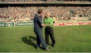 30 July 1995; Dublin manager Dr Pat O'Neill shakes hands with Meath manager Sean Boylan following the Bank of Ireland Leinster Senior Football Championship Final match between Dublin and Meath at Croke Park in Dublin. Photo by Ray McManus/Sportsfile
