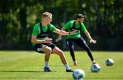 8 June 2020; Liam Scales, left, and Danny Lafferty during a Shamrock Rovers training session at Roadstone Group Sports Club in Dublin. Following approval from the Football Association of Ireland and the Irish Government, the four European qualified SSE Airtricity League teams resumed collective training. On March 12, the FAI announced the cessation of all football under their jurisdiction upon directives from the Irish Government, the Department of Health and UEFA, due to the outbreak of the Coronavirus (COVID-19) pandemic. Photo by Seb Daly/Sportsfile