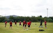 8 June 2020; Players during a Derry City training session at Aileach FC in Burnfoot, Donegal. Following approval from the Football Association of Ireland and the Irish Government, the four European qualified SSE Airtricity League teams resumed collective training. On March 12, the FAI announced the cessation of all football under their jurisdiction upon directives from the Irish Government, the Department of Health and UEFA, due to the outbreak of the Coronavirus (COVID-19) pandemic. Photo by Stephen McCarthy/Sportsfile