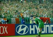 11 June 2002; Damien Duff of Republic of Ireland bows to the crowd after scoring his side's third goal during the FIFA World Cup Final Group E match between Republic of Ireland and Saudi Arabia at Yokohama Stadium in Yokohama, Japan. Photo by Tony Kelly/Sportsfile