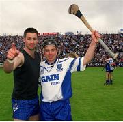 30 June 2002; Waterford's Paul Flynn, right, celebrates with team-mate Anthony Kirwan after the game. Waterford v Tipperary, Guinness Munster Hurling Final, Pairc Ui Chaoimh, Cork. Photo by Ray McManus/Sportsfile